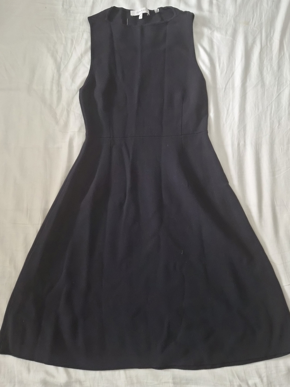 Lark & Ro Sleek Dark Blue Fit-and-Flare Dress